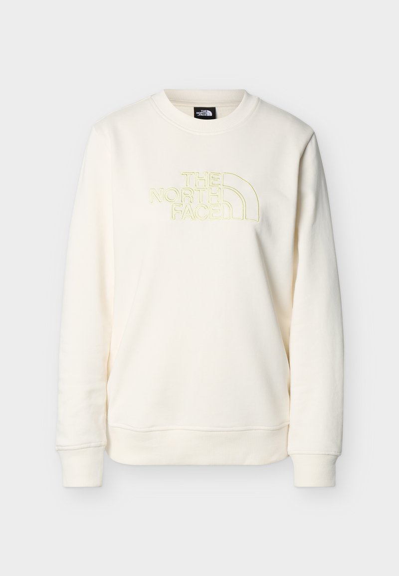 Off-weißes Sweatshirt mit Rundhalsausschnitt, gerippten Bündchen und Saum, mit einem hellgelben, gestickten "THE NORTH FACE"-Logo auf der Brust.