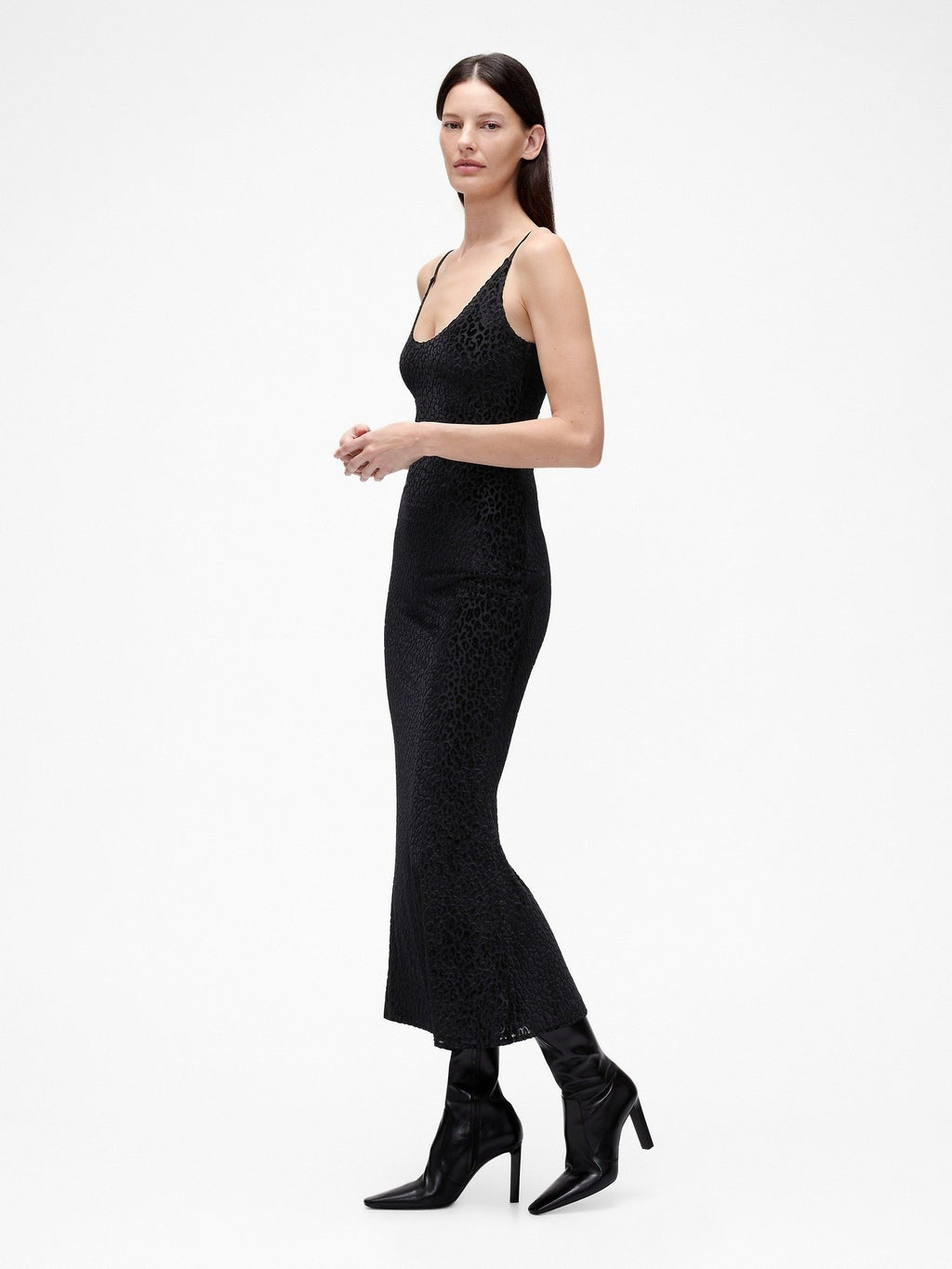 GAP GAPSTUDIO BURNOUT VELVET LEOPARD SLIP DRESS