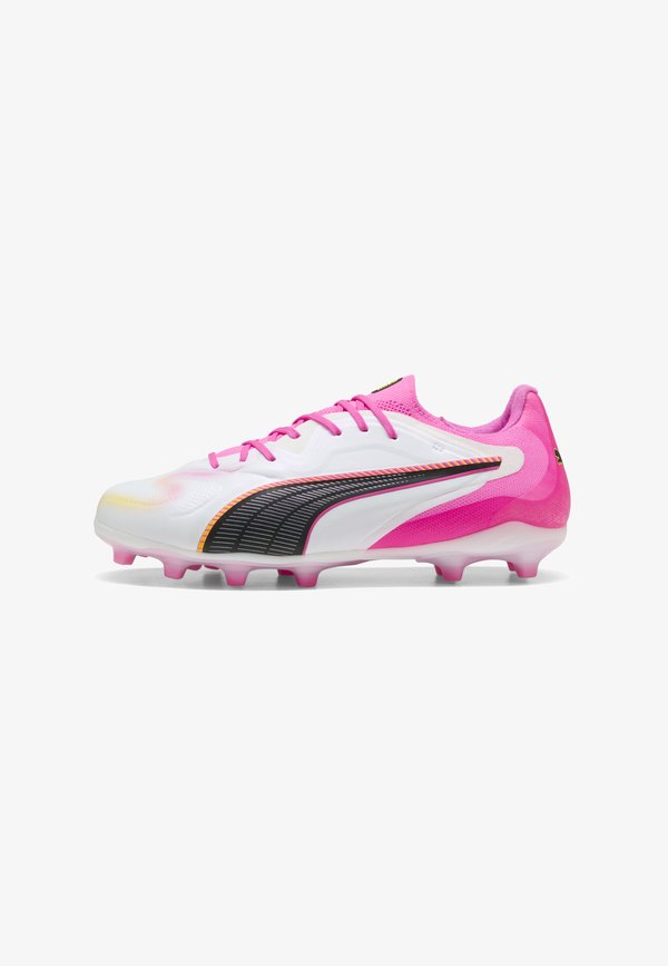 Puma KING 20 PRO FG/AG - Firm-ground football boots - white-poison pink-bright aqua