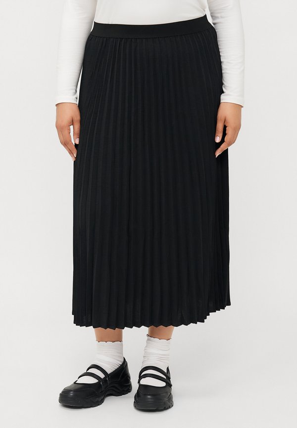 Vero Moda Curve VMCALVA High waist Long - Pleated skirt - black