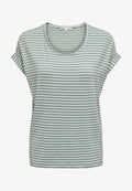 ONLY ONLMOSTER STRIPE S/S O-NECK  - Print T-shirt - jadeite/cloud dancer
