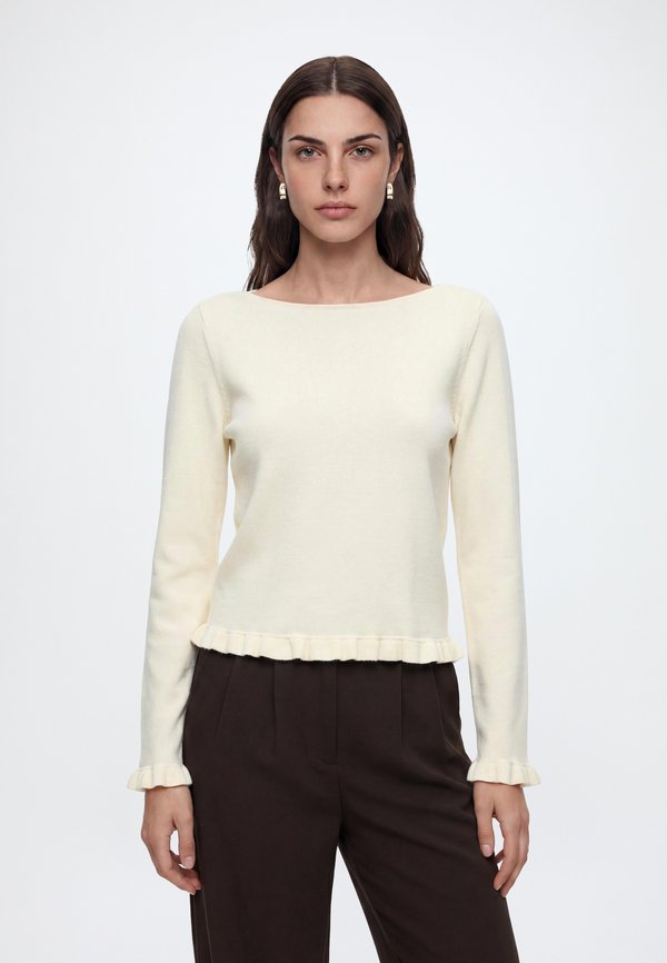 ONLY ONLCINDEREL FRILL ONECK - Jumper - birch