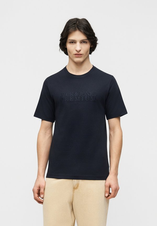 Jack & Jones JPRBLAETHAN SS BRANDING TEE - Print T-shirt - night sky