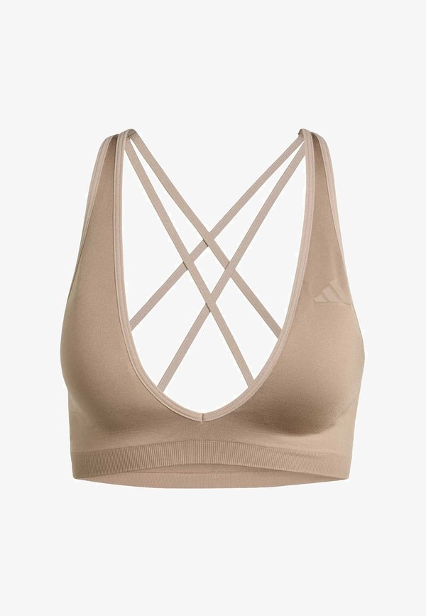 adidas Performance WE SCRUN LS - Light support sports bra - chalky brown