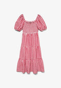 Vero Moda Curve GESMOKTES KLEID VMCCARRIE LANGES KLEID - Day dress - crimson