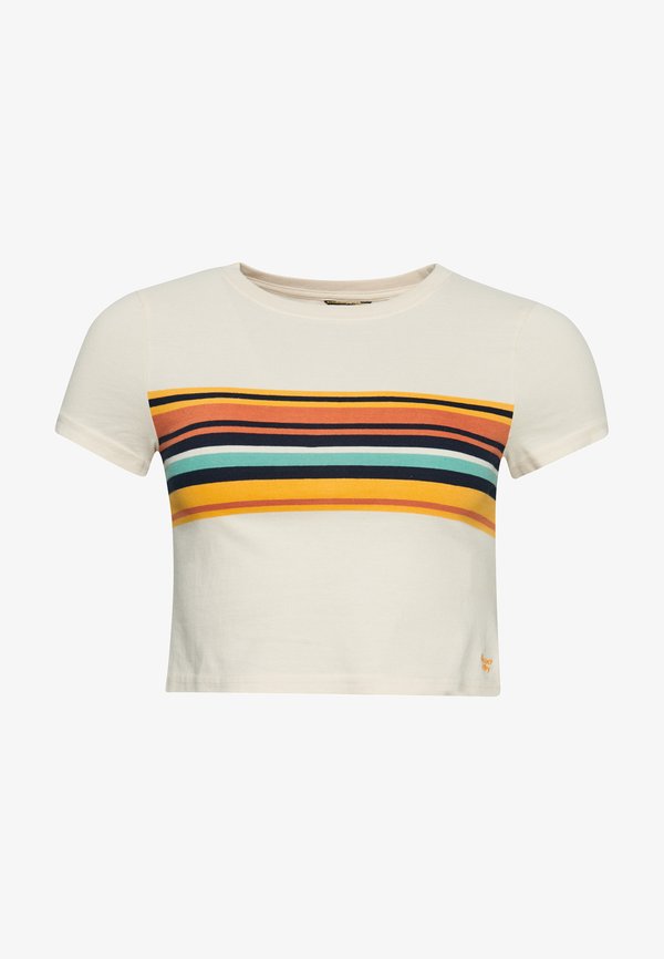 Superdry & Co VINTAGE STRIPE CROP  - Print T-shirt - oatmeal orange stripe