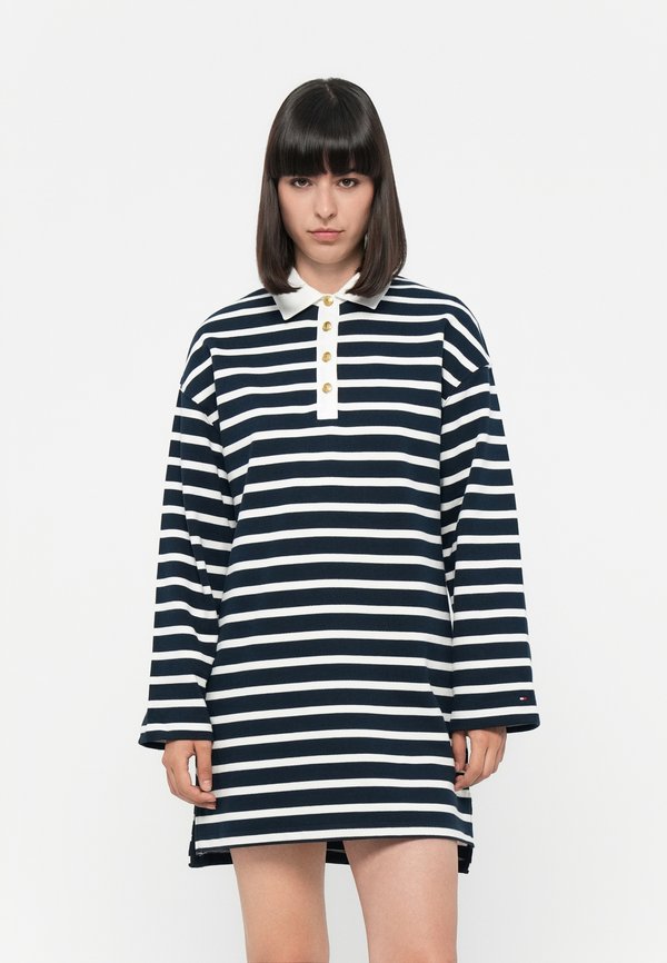 Tommy Hilfiger GOLD BUTTON RUGBY DRESS - Shirt dress - dark night navy/ivory