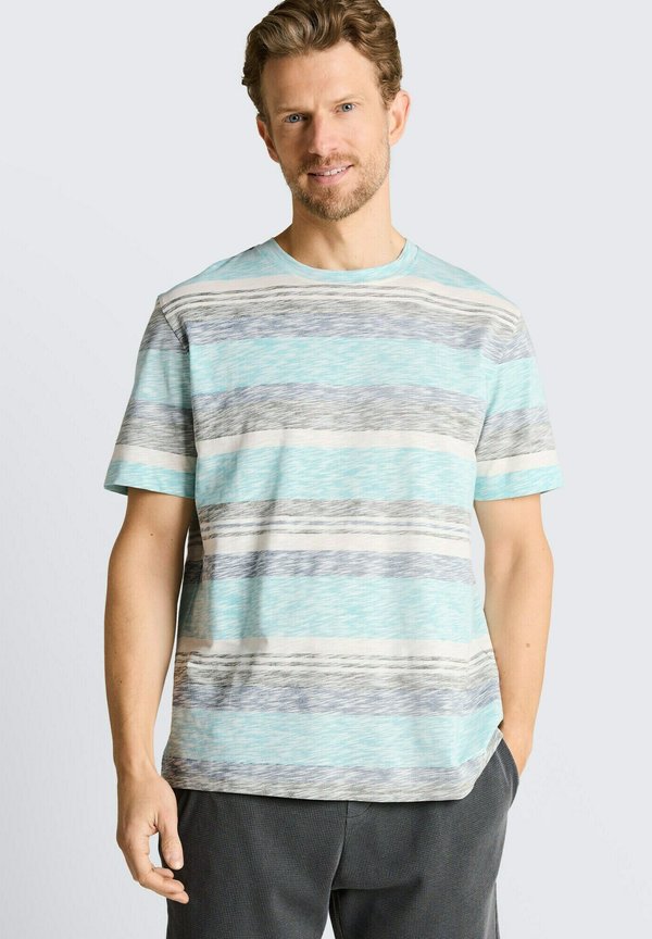 TOM TAILOR TOM TAILOR T-SHIRT T-SHIRT MIT INSIDE-OUT STREIFENMUSTER - Print T-shirt - river teal multi color stripe