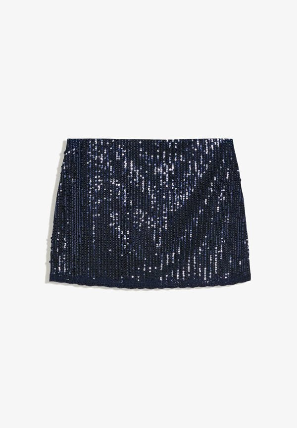 Bershka SEQUINNED - Mini skirt - royal blue