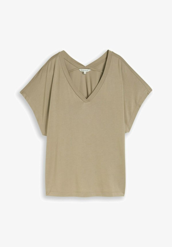 TOM TAILOR TOM TAILOR T-SHIRT T-SHIRT MIT V-AUSSCHNITT - Basic T-shirt - silver olive