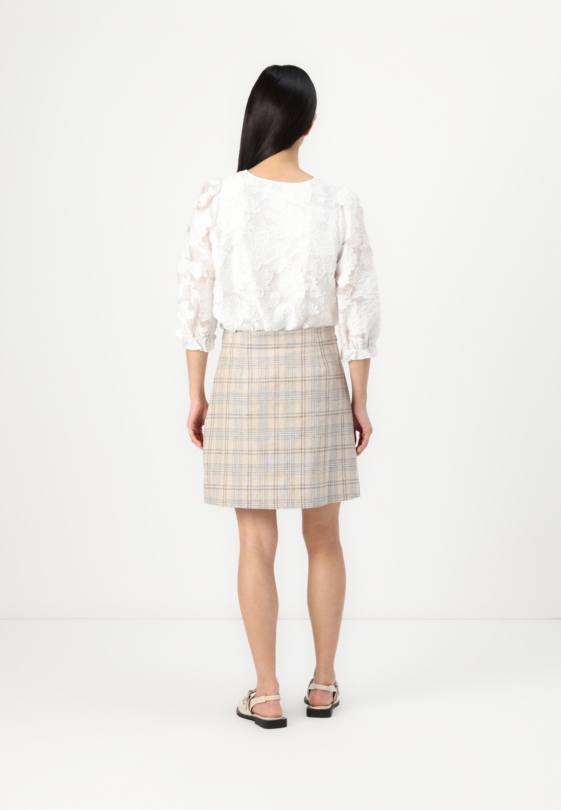 Selected Pleated Linen Blend Checked