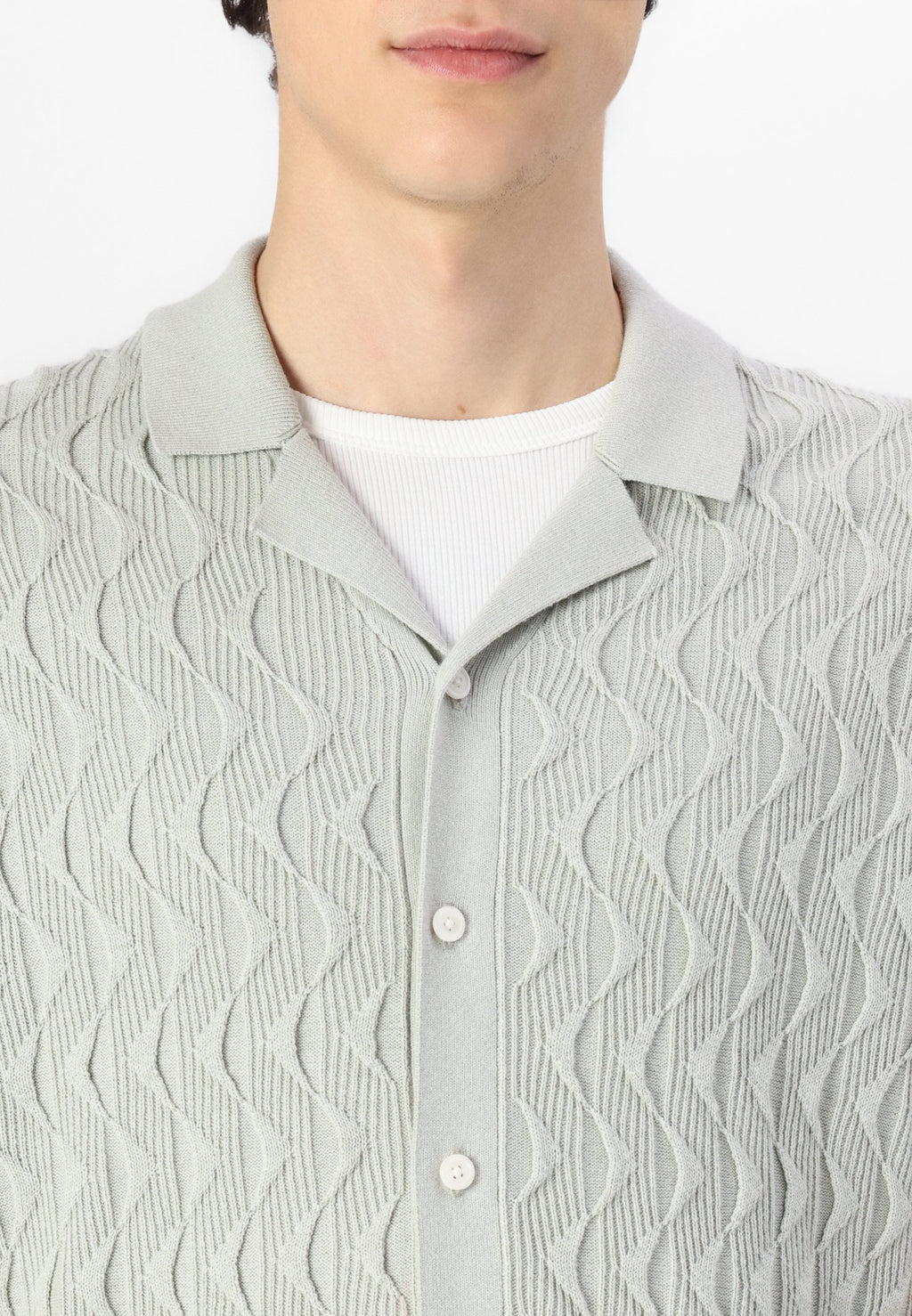 Abercrombie & Fitch Geometric Stitch Button-Through Sweater Polo