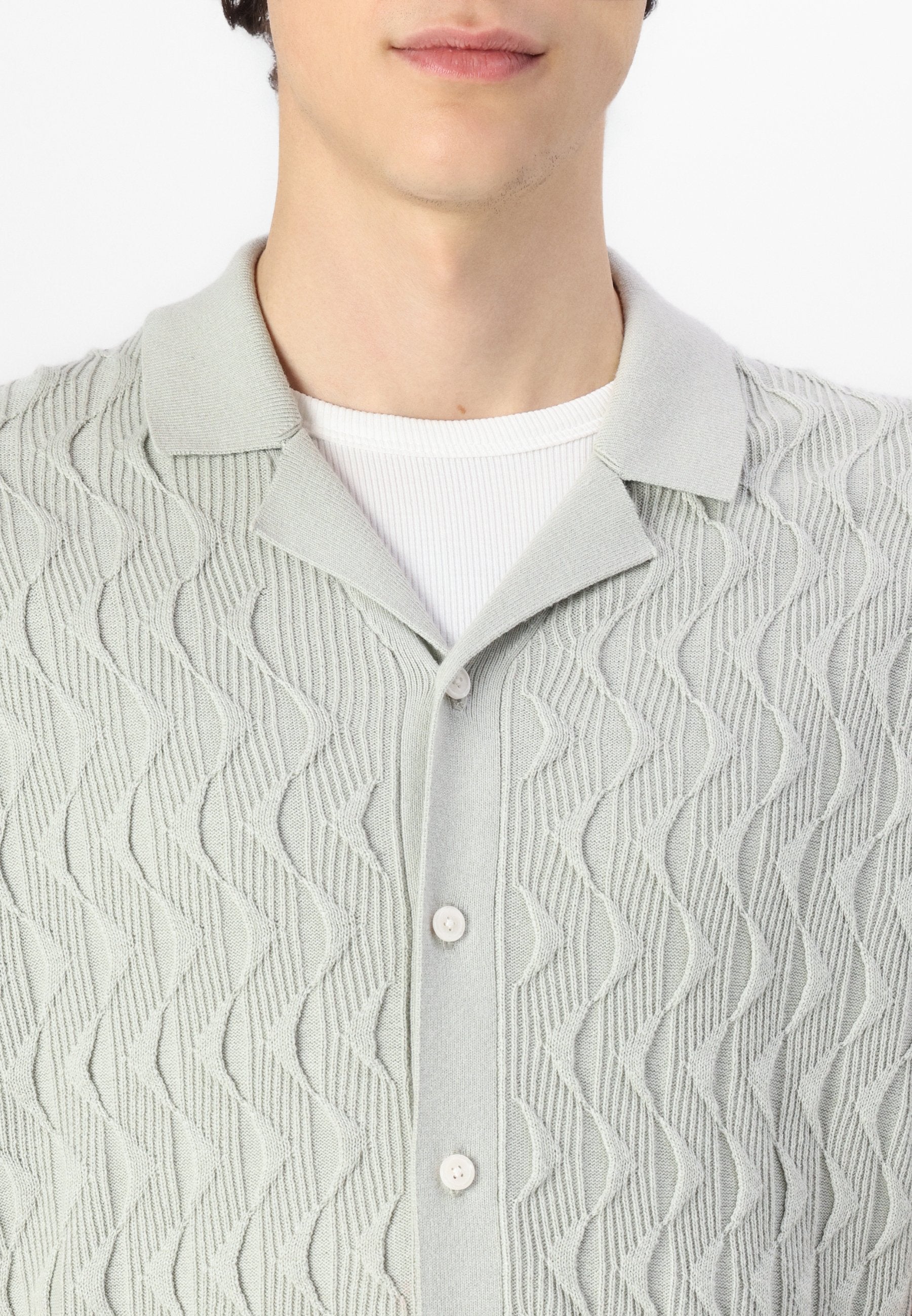 Abercrombie & Fitch Geometric Stitch Button-Through Sweater Polo