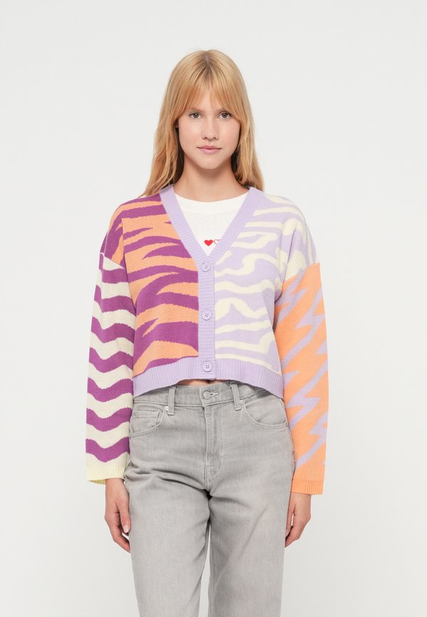 ONLY ONLJAYDI MIX V NECK - Cardigan - pastel lilac/cattleya orchid/pastel yellow