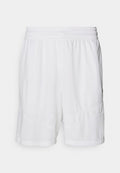 Weiße Sportshorts aus strukturiertem, atmungsaktivem Mesh-Gewebe. Mit einem elastischen Bund und schichtweisen Design-Akzenten.