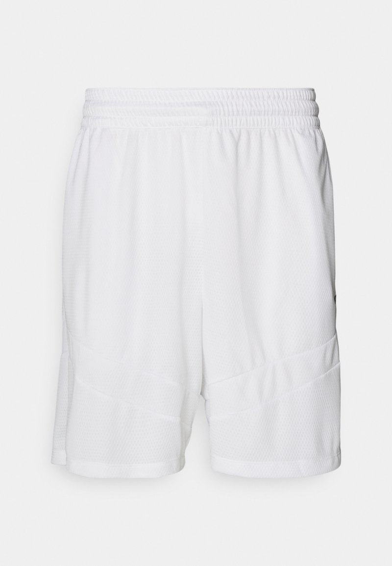 Weiße Sportshorts aus strukturiertem, atmungsaktivem Mesh-Gewebe. Mit einem elastischen Bund und schichtweisen Design-Akzenten.