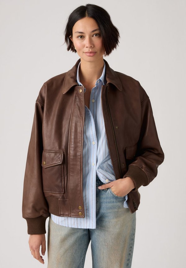 Levi's® KENNEDY DAD JACKET - GENUINE LEATHER - Bomber Jacket - vintage brown