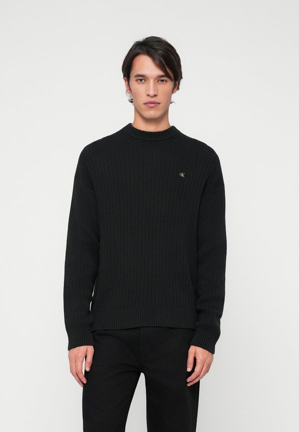 Calvin Klein Jeans VERTICAL TEXTURE CREW - Jumper - black