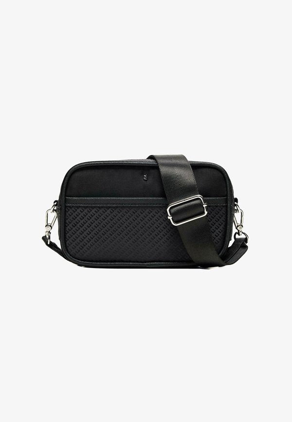 Bershka MONOGRAM TECHNICAL - Cross body bag - black