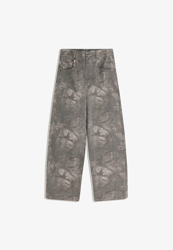 Bershka SUPER  PRINTED  - Baggy Jeans - mottled dark grey