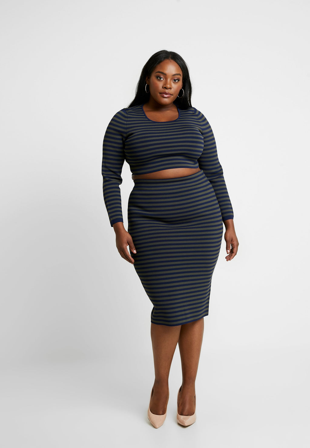 Good American LONG SLEEVE STRIPE CROP