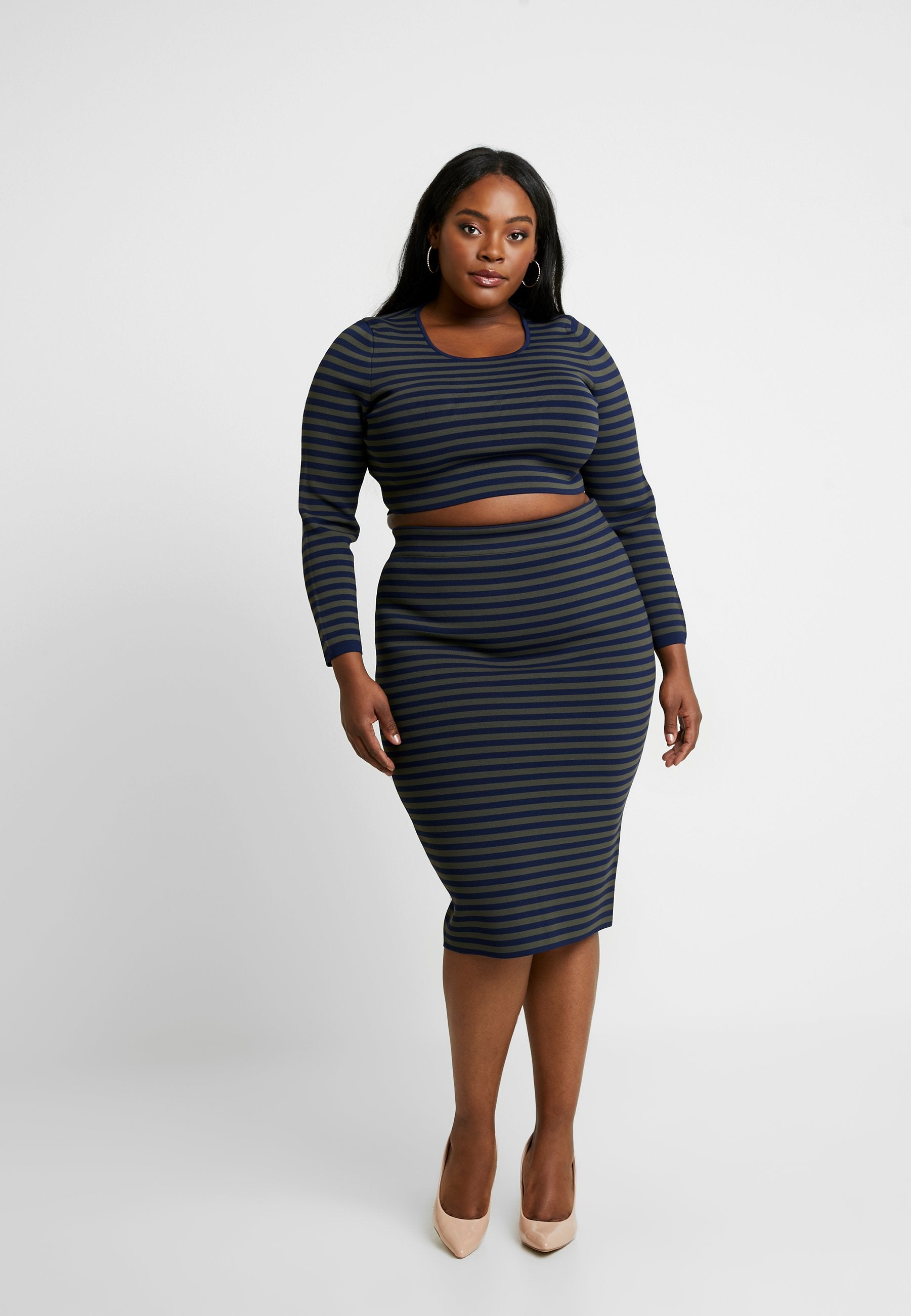 Good American LONG SLEEVE STRIPE CROP
