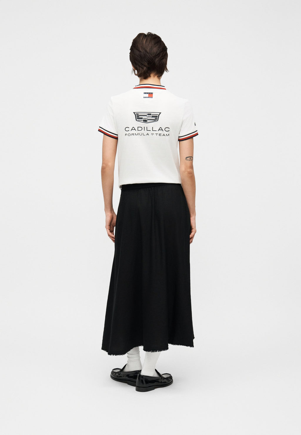 PLEATED LINEN BLEND MIDI A-LINE SKIRT Media 4