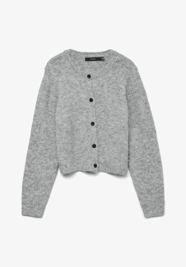 Vero Moda VMNOVAH O NECK BUTTON CARDI - Cardigan - medium grey melange