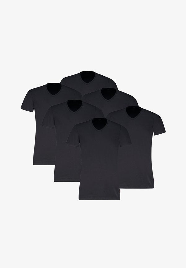 Levi's® LEVI’S HERREN T-SHIRT 6-ER PACK MEN HERREN UNTERHEMD V-AUSSCHNITT  - Undershirt - jet black