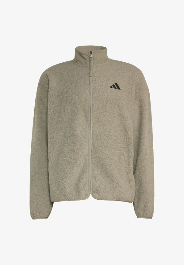 adidas Sportswear ADIDAS SPORTSWEAR CITY TECH 3 STRIPES HIGH PILE FLEECE FULL ZIP - Fleece jacket - silver-coloured pebble