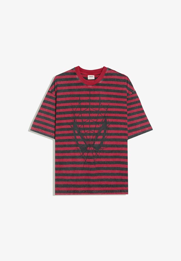 Bershka STRIPPED - SPIDERMAN TSHIRT - Print T-shirt - red