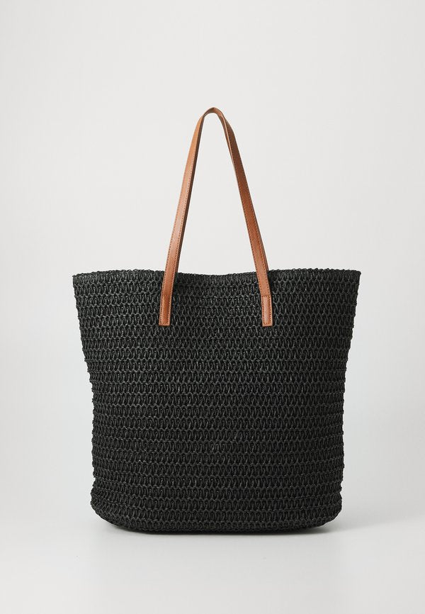 Vero Moda VMSISSO BEACH BAG - Tote bag - black/cognac