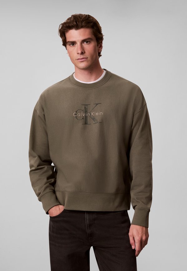 Calvin Klein Jeans PREMIUM  MONOLOG - Sweatshirt - dusty olive