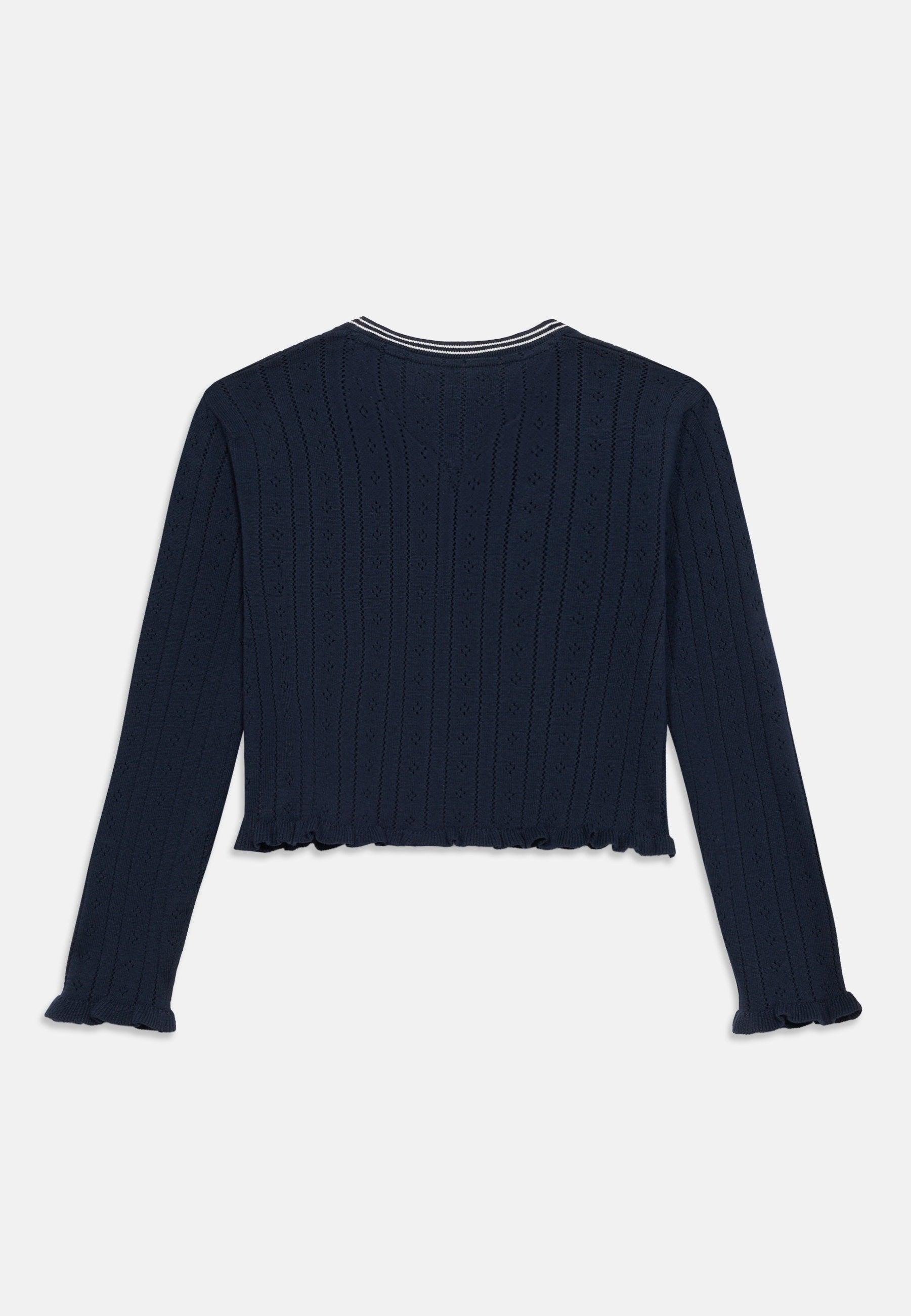 POINTELLE RUFFLE TRIM V-NECK CARDIGAN Media 6