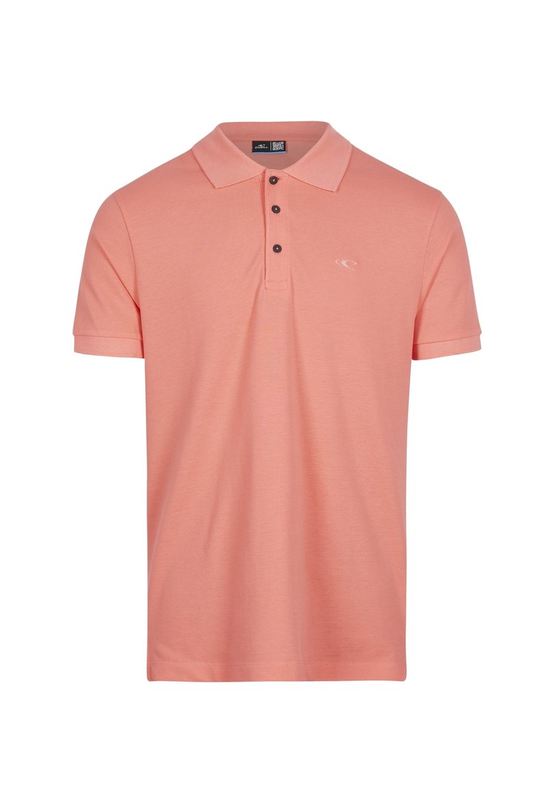 Poloshirt aus weichem Korallstoff mit einer Dreiknopf-Leiste, kurzen Ärmeln und einem gestickten Logo auf der linken Brust.
