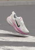 Nike Performance VOMERO 18 - Road running shoes - white/black-bleached lilac-lt magenta-mtlc silver