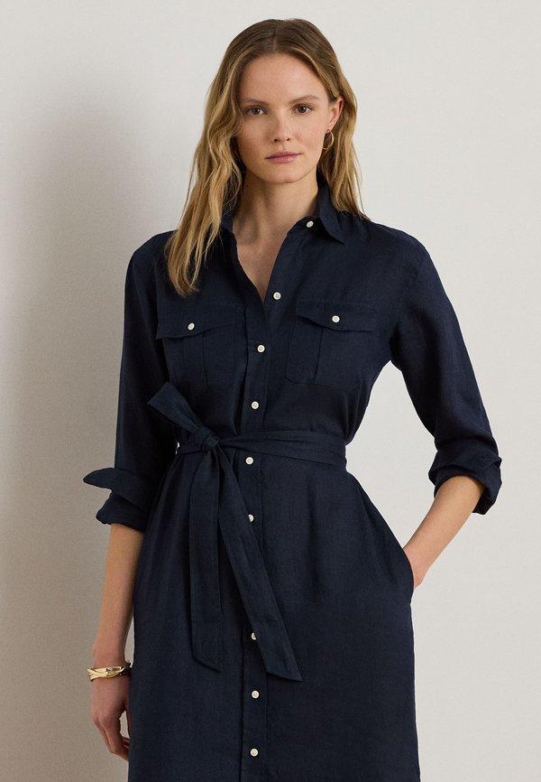 Lauren Ralph Lauren BELTED LINEN MIDI SHIRTDRESS