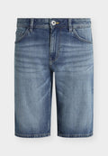 TOM TAILOR TTJOSH REGULAR SLIM FIT - Denim shorts - mid stone bright blue denim