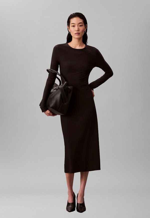 Calvin Klein Jeans CUT OUT MIDI - Jersey dress - black