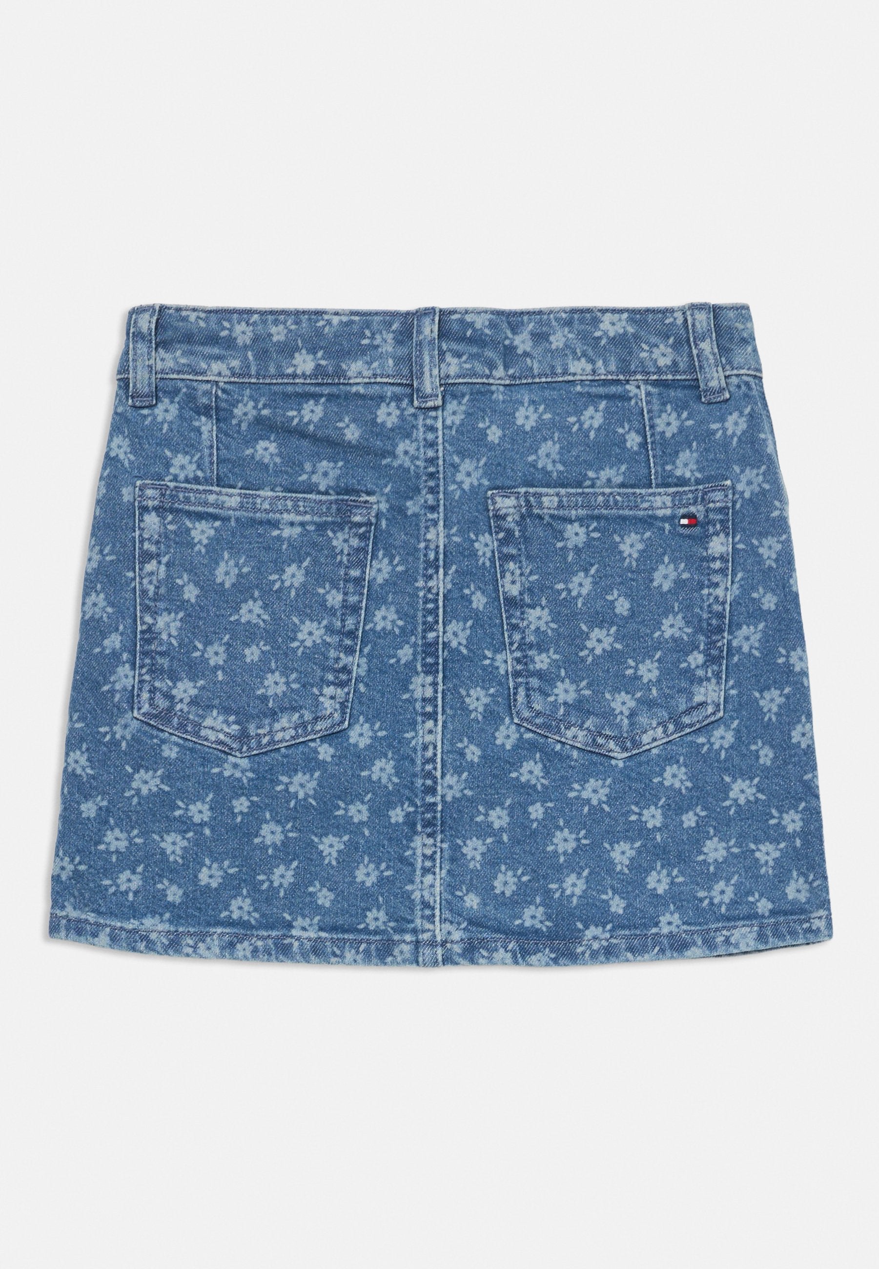 FLORAL PRINT FLAG EMBROIDERY DENIM SKIRT Media 2