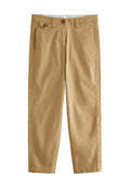 Khaki-Chinos aus Baumwolle mit glatter Textur. Verfügt über einen Knopfverschluss, Seitentaschen und ein gerades Bein-Design.