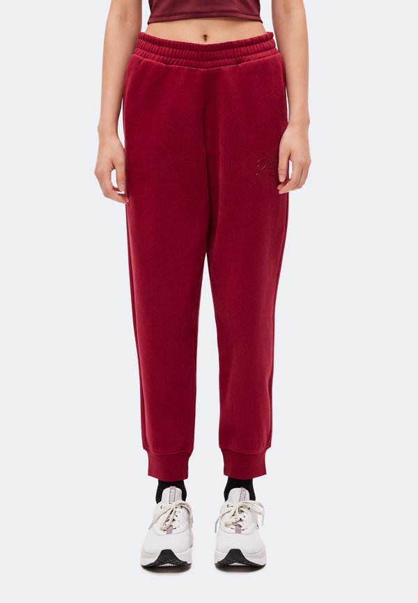 Puma SCRIPT COMFORT - Tracksuit bottoms - garnet glow