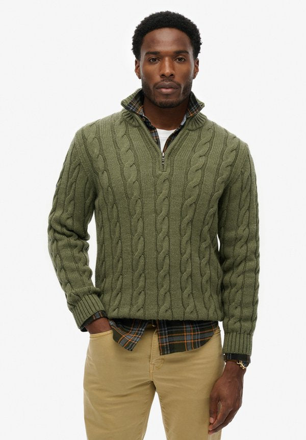 Superdry & Co JACOB CABLE - Jumper - moss green