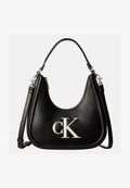 Calvin Klein BOLD SMALL CRESCENT BAG - Handbag - black/white