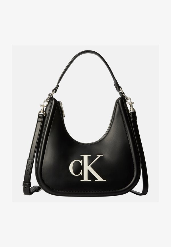 Calvin Klein BOLD SMALL CRESCENT BAG - Handbag - black/white