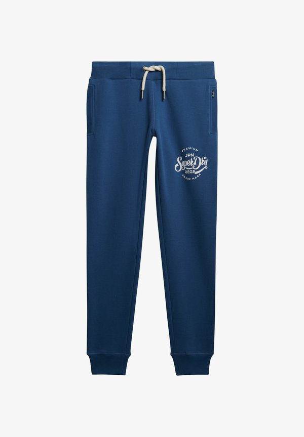 Superdry & Co SCRIPT ENTRY JOGGERS - Tracksuit bottoms - sargasso sea blue
