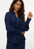 Vero Moda VMMELANEY QUEENY LS SHIRT WVN NOOS - Button-down blouse - navy blazer