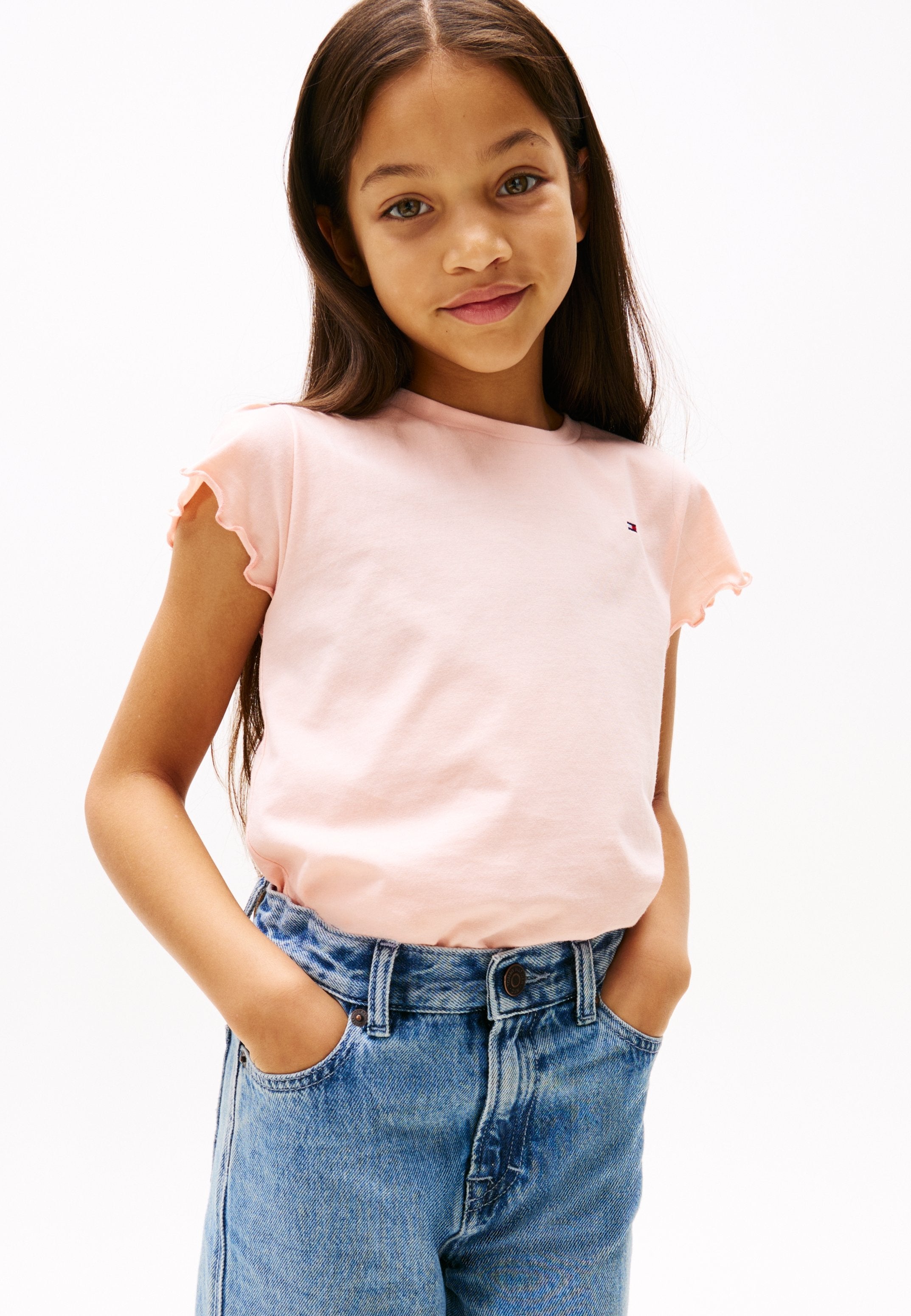 Tommy Hilfiger ESSENTIAL RUFFLE SLEEVE SLIM JERSEY T-SHIRT