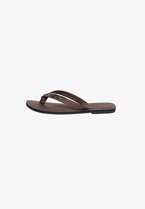 Superdry & Co SUPERDRY FAUX LEATHER EMBOSSED FLIP FLOPS.. - T-bar sandals - fudge brown