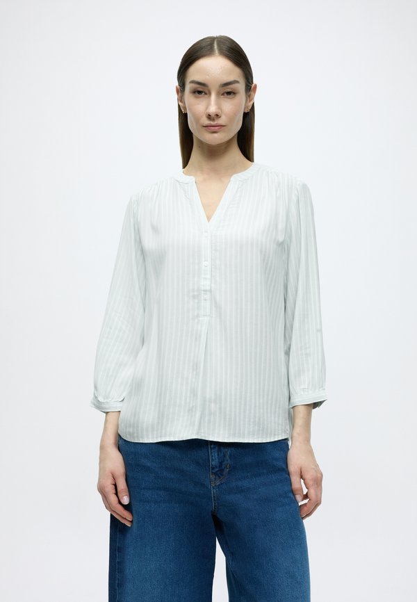 TOM TAILOR BLOUSE FEMININE WITH DOBBY STRIPE - Tunic - blue haze white stripe